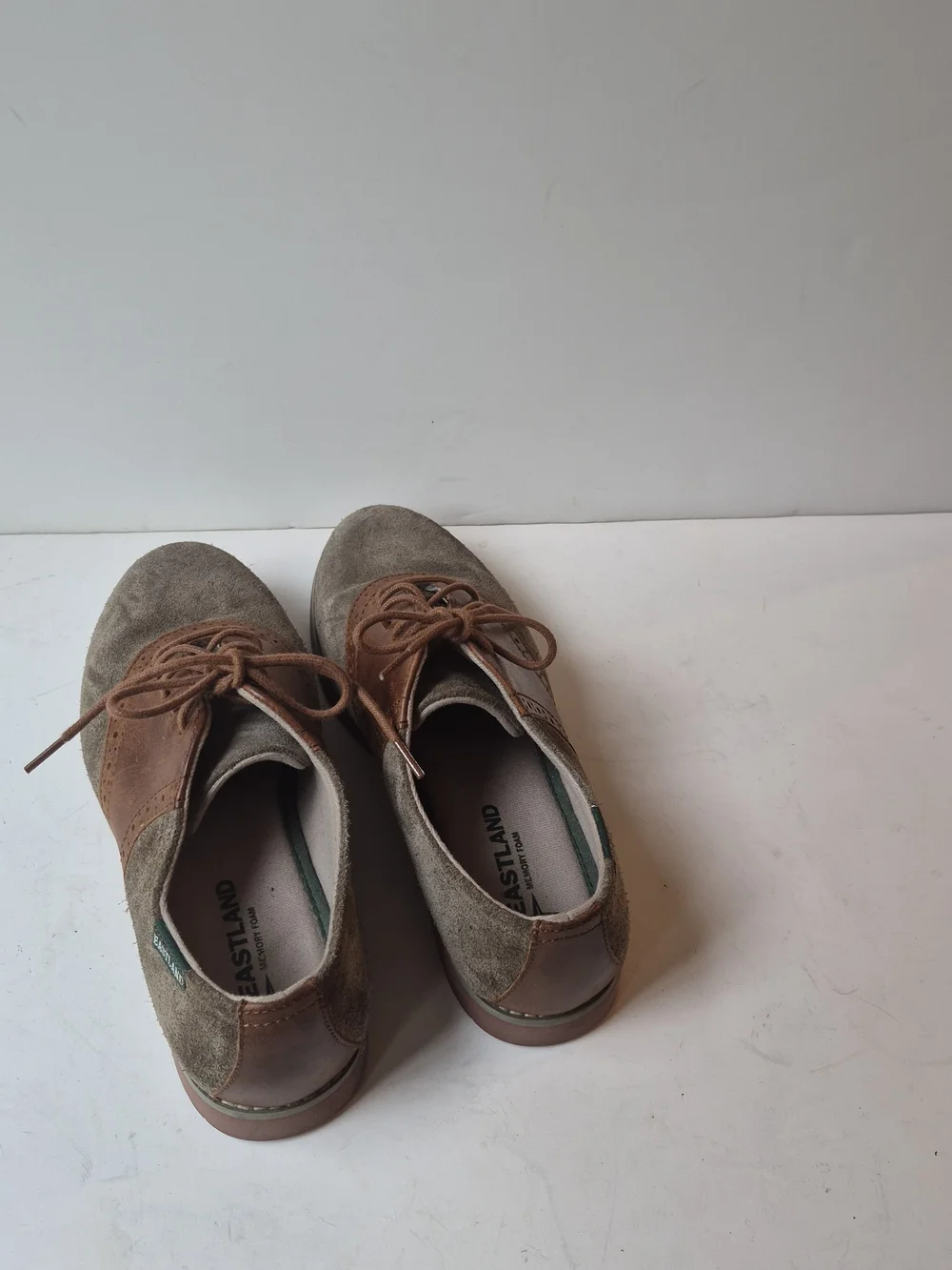 Eastland Two-Tone Suede & Leather Wingtip Oxfords in Olive and Brown